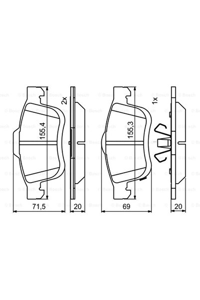 Bosch Σετ τακάκια φρένων, δισκόφρενο 0986494801 Fiat 500L