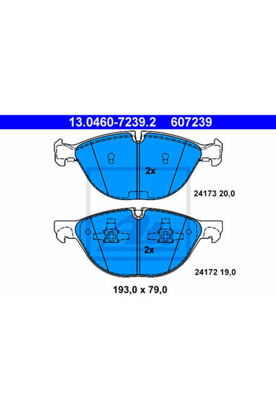 Ate Σετ τακάκια φρένων, δισκόφρενο 13.0460-7239.2