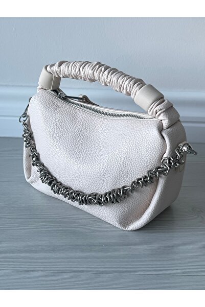 na nura collection سلسلة نسائية كريمية اللون بمقبض إل آند حقيبة كتف