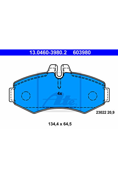 Ate Σετ τακάκια φρένων, δισκόφρενο 13.0460-3980.2