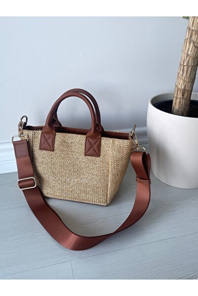 nura Taba Hasır Women's Letter Model Hand and Shoulder Bag