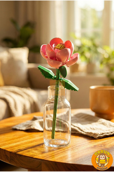 Bricks Pembe Şakayık Çiçek Yapım Seti - Solmayan Yapay Çiçek - 91 Parça Dekor...