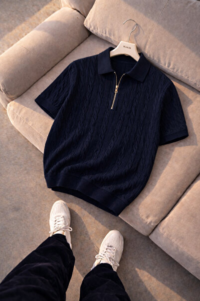 pepule Ανδρικό πλεκτό μπλουζάκι Polo Neck Με σχέδιο Regular, πολύχρωμο, σε συ...