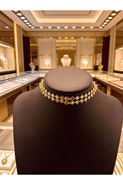 ALZAHR Diamond-shaped openwork 18k gold plated women's necklace, a touch of l...