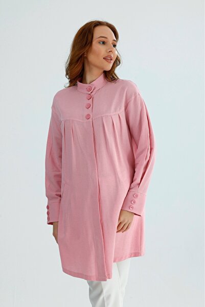 KATLİN MATERNİTY WEAR قميص تونيك للحوامل بجيوب، قماش كتان مزيج فيسكوز، ياقة و...