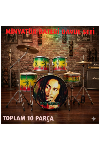 direkstoktan Mini Bateri Minyatür Davul Seti - Miniature Drum Set Musical Sca...