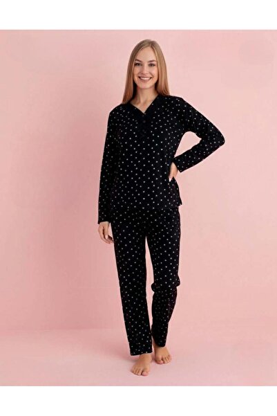 PİJAMERRY Women's Bamboo Spring Lace Lapel Long-Sleeve Thin Sleepwear Lounge ...