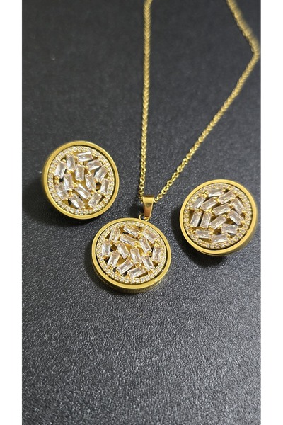 stainles steel Paslanmaz Çelik Takı Seti (Kolye , Küpe)