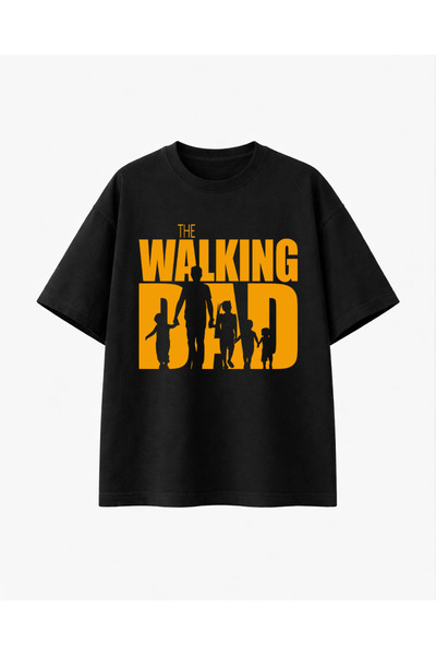 COMVİCHO تي شيرت أسود من the walking dad مطبوع