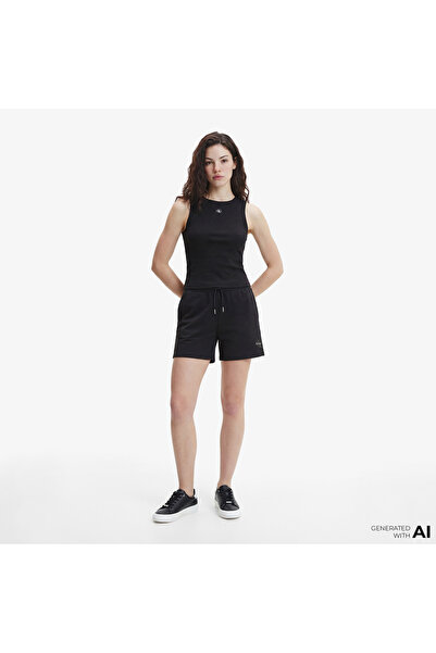 Calvin Klein Monologo French Terry Kadın Siyah Şort