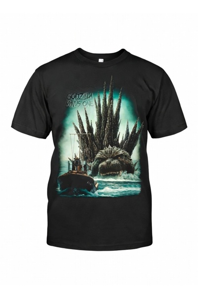 COMVİCHO تي شيرت جودزيلا مينس ون 2 مطبوع أسود