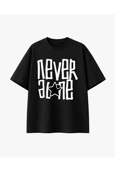 COMVİCHO Never Alone Printed Black T-Shirt