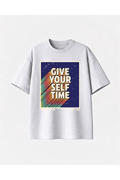 COMVİCHO Give Yourself Time Printed White T-Shirt