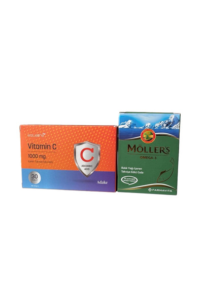 möller Omega-3 Fish Oil 30 Capsules and Vitamin C 1000 Mg 30 Tb Strong Immuni...