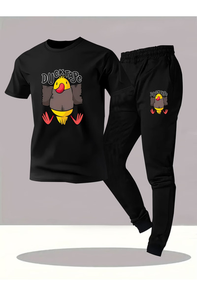 Flow touch Duck Printed Oversized Bottom Top Tracksuit Set