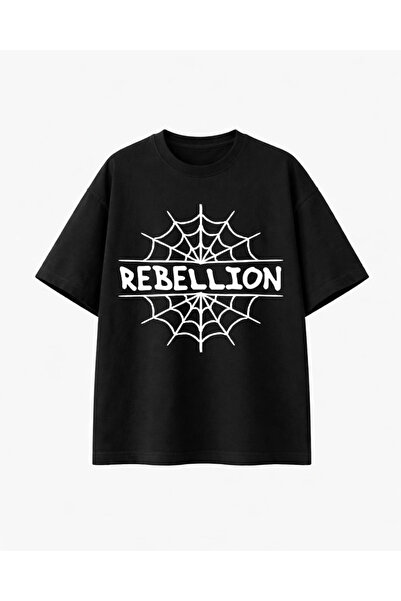 COMVİCHO Rebellıon Printed Black T-Shirt