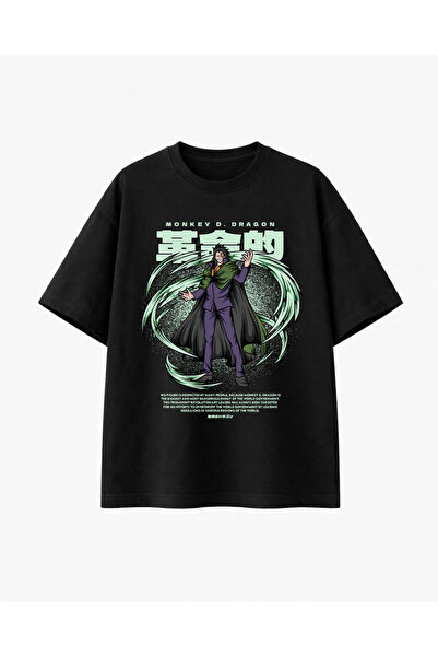 COMVİCHO تي شيرت مونكي دراجون مطبوع أسود