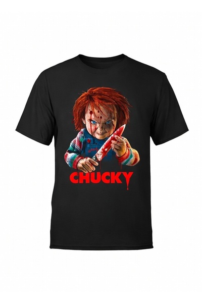 Chucky 4 Baskılı Siyah Tişört