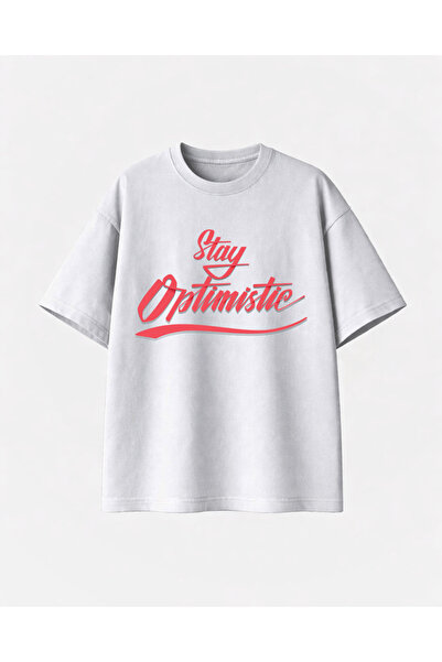 COMVİCHO تيشيرت أبيض من ستاي أوبتيمستي مطبوع