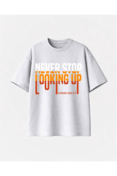 COMVİCHO لا تتوقف أبدًا مطبوع قميص أبيض