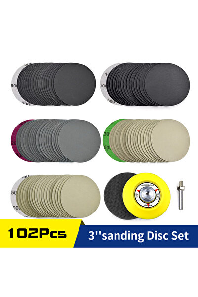 Choice 100Pcs 3 Inch 75mm Sanding Discs Wet Dry Hook & Loop Sandpaper 1/4 '' ...