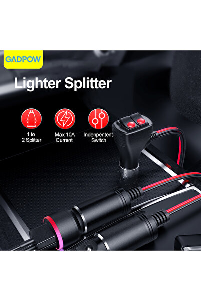 Choice محول جادباو لتوزيع الطاقة من 1 إلى 2، منفذ شاحن طاقة، قابس 12/24 فولت،...