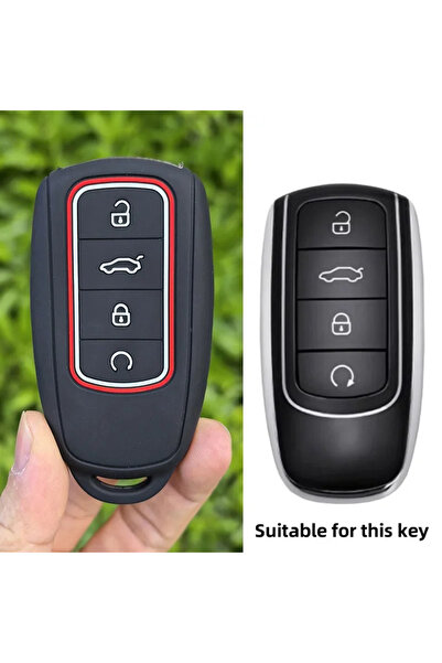 Choice غطاء حماية أسود لمفتاح السيارة من السيليكون لسيارة شيري تيجو 8 برو، مت...