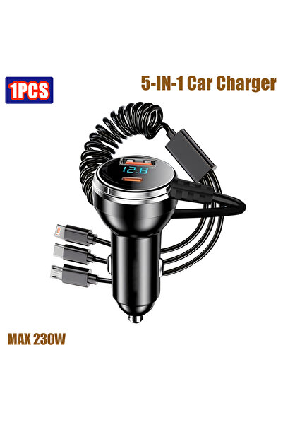 Choice Black---1PCS 230W 1-2PCS USB Type-C Car Charger Fast Charging 3 in 1 Q...