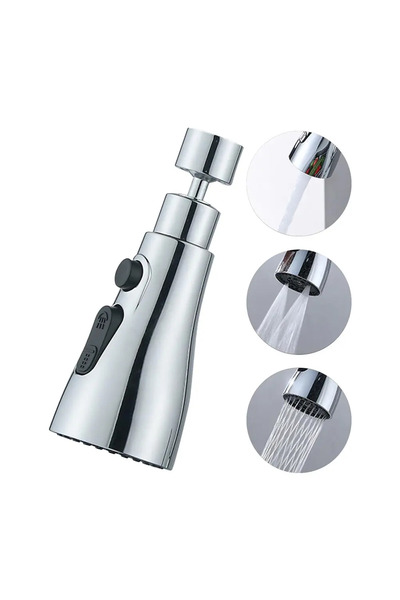 Choice1 Silver 3 In 1 Kitchen Faucet Extender Universal 360° Rotate Pull Out ...