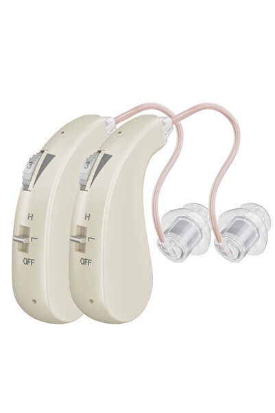 Choice سماعات أذن فضية قابلة لإعادة الشحن لكبار السن مزودة بخاصية إلغاء الضوض...