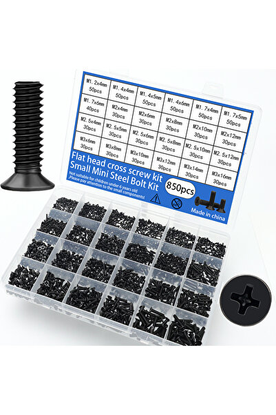 Choice 850 قطعة من براغي KM السوداء ذات الرأس الغاطس فيليبس، براغي ذات رأس مس...