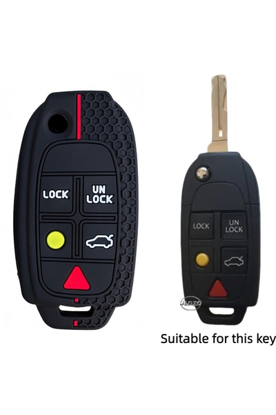 Choice black 5 Butt Flip Silicone Remote Key Case FOB for VOLVO S60 2000-2009...