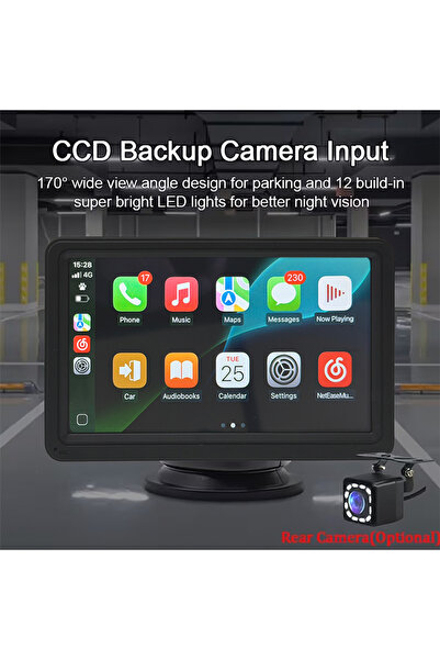 Choice شاشة لمس سوداء عالية الدقة 7 بوصة، تدعم نظام CarPlay، اتصال بلوتوث، نظ...