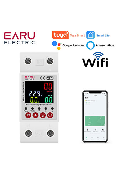 Choice 1-63A(Adjustable) Tuya Smart WiFi Energy Meter Power kWh Meter Earth L...
