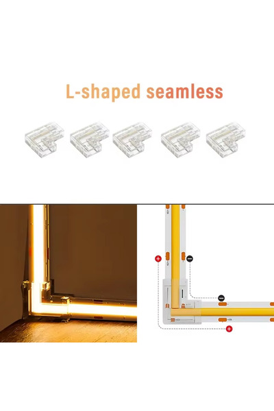 Choice3 10PCS 8mm 2pin IP20 IP65 L-shaped seamless COB Connector 8mm 5-24v 2p...