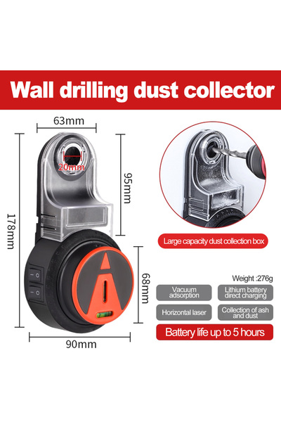 Choice قطعة واحدة من جامع غبار المثقاب 2 في 1 مع أداة تسوية ليزرية 360 درجة، ...