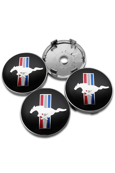 Choice4 أغطية مركزية لعجلات سيارة موستانج 60 مم، 4 قطع (56 مم + 60 مم)، شعار،...