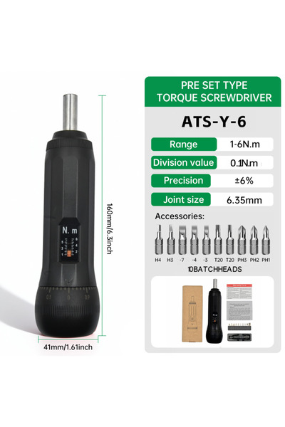 Choice1 مجموعة مفكات عزم دوران مغناطيسية مضبوطة مسبقًا من 1 إلى 6 نانومتر، بم...