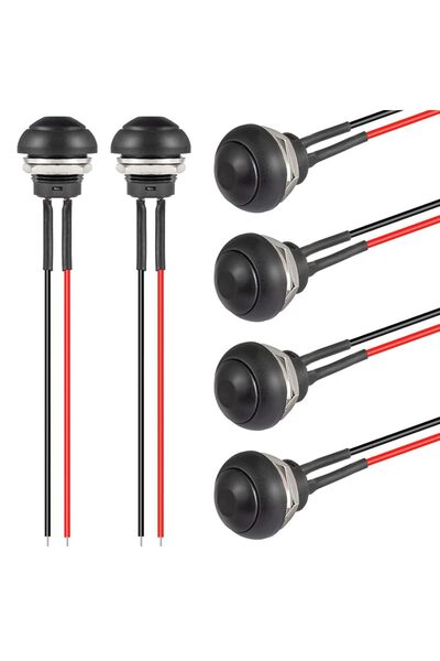 Choice 6 قطع سوداء، 6 قطع، 12 مم، مفاتيح ضغط لحظية، تشغيل/إيقاف، دائرية، صغير...