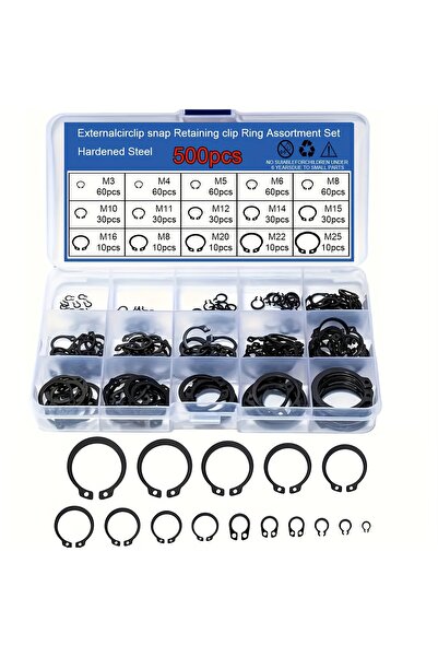 Choice 500 قطعة من حلقات تثبيت عمود من فولاذ المنغنيز، حلقات تثبيت خارجية سود...