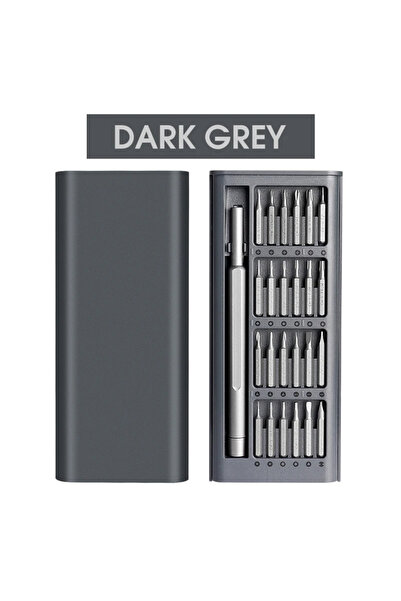 choice2 طقم مفكات دقيقة 25 في 1 - رمادي داكن، 25 في 1، مع 24 رأسًا من فولاذ ا...