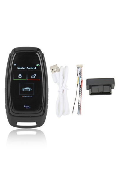 Choice مفتاح سيارة ذكي أسود اللون مع جهاز تحكم عن بعد وشاشة LCD ذكية، اتصال ب...