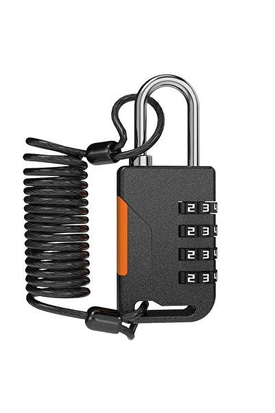 Choice4 Black 814 4 Digit Combination Padlk with Retractable Cable Anti-Theft...