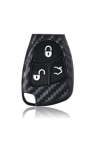 Choice black Carbon Fiber Silicone Car Key Case For Mercedes Benz C B E R Cla...
