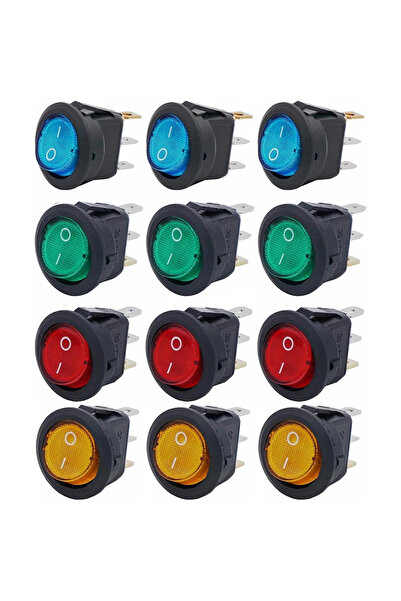 Choice 12pcs 12pcs 3pin Round Switch 20A 12V Light with Color Switch Rker Swi...