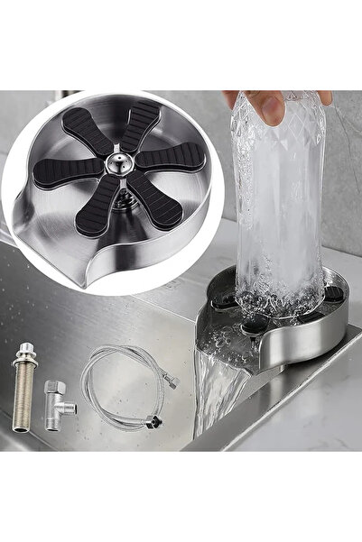 Choice1 G3/8 Silver EU Plug Faucet Glass Rinser High Pressure Cup Washer For ...