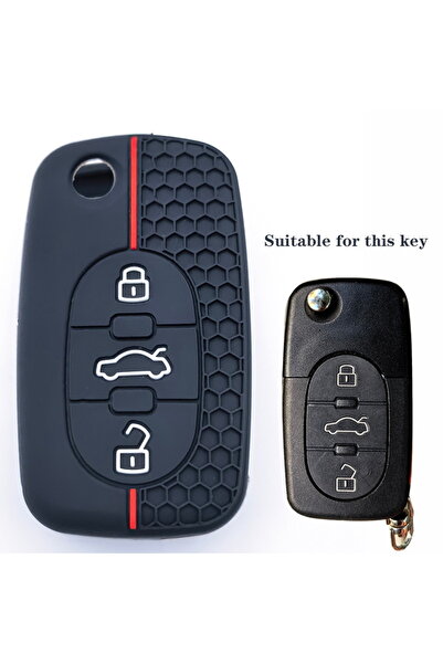 Choice black 3 Butt Remote Holder Silicone Car Flip Key Fob Cover Case for Au...