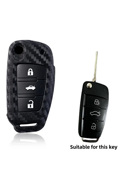Choice black Carbon Silicone Car Key Caps Case Cover Fob For Audi A4 B7 A6 C5...