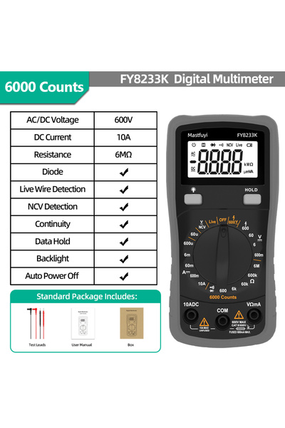 Choice FY8233K MASTFUYI Intelligent Digital Multimeter Ture RMS AC/DC Voltage...