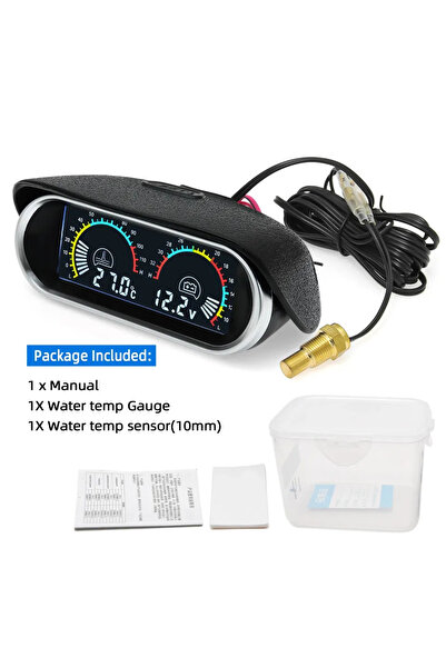 Choice11 only gauge Car Water Temperature Gauge Voltage 12V 24V 2 IN 1 LCD Di...